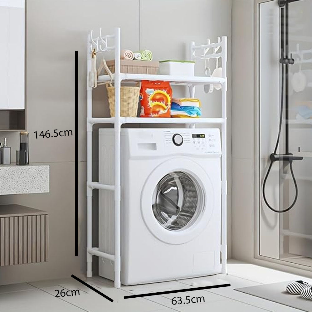 2-Tier Plastic & Carbon Steel Toilet Storage Rack – Bathroom Organizer