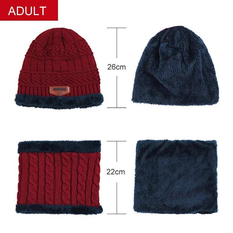 Winter Cap – Winter Knitted Beanie Hat & Neck Warmer Set – Unisex Thermal Fleece-Lined Cap for Cold Weather