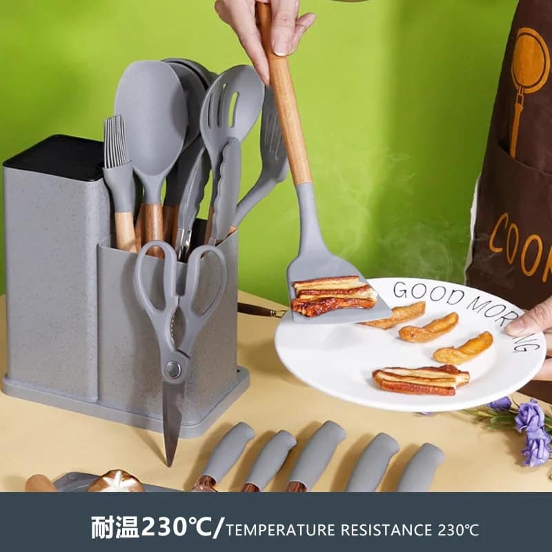 19 Pcs Kitchen Utensils With Knife Set