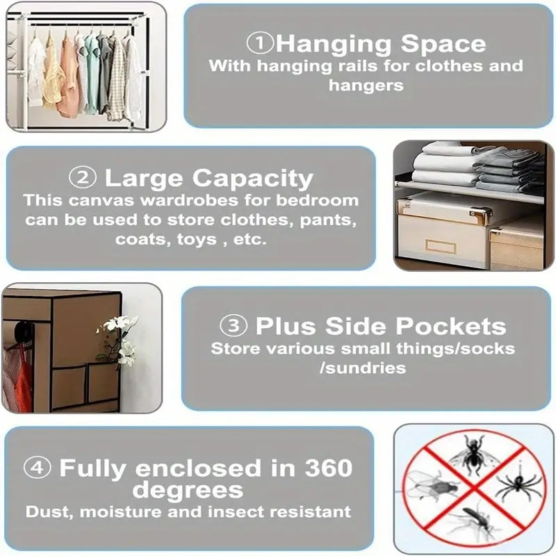 Wardrobe Folding Portable Clothing Storage Cabinet – Multi-Layer Organizer