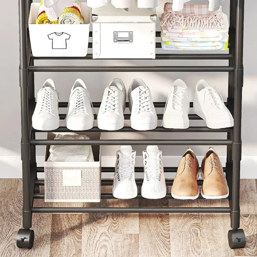 5-Layer Indoor Double Pole Coat Rack – Clothes & Accessories Organizer