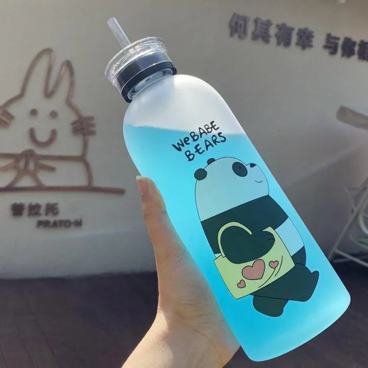 We Bare Bear Frosted Water Bottle 500ml – Cute Portable Bottle