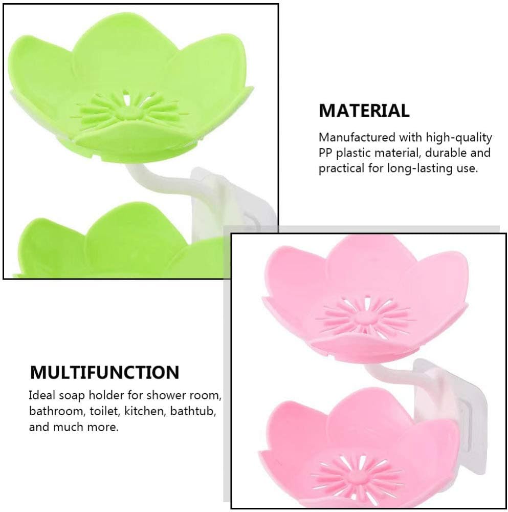 2 Layers Plastic Lotus Drain Soap Holder – Durable & Hygienic Soap Dish