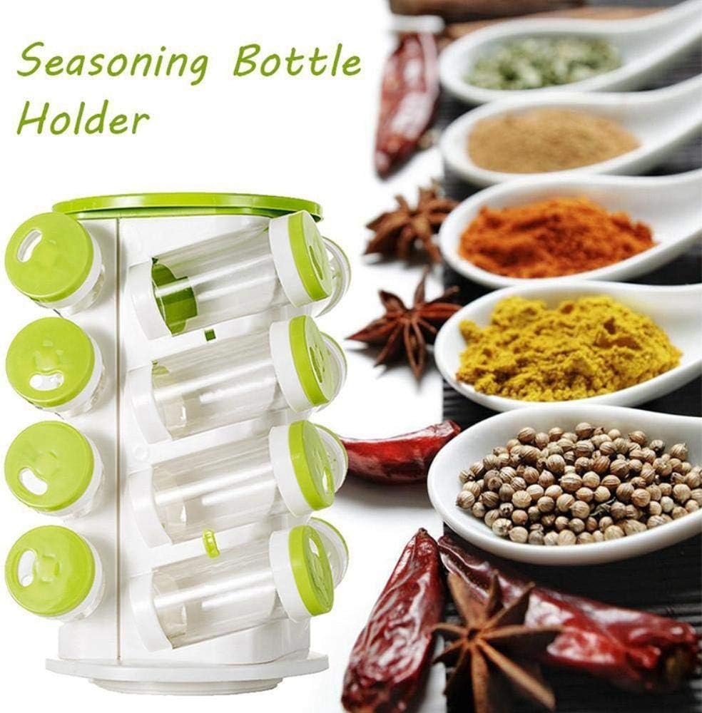 16 Pcs Rotating Spice Rack – Waterproof & Easy Storage Spice Organizer