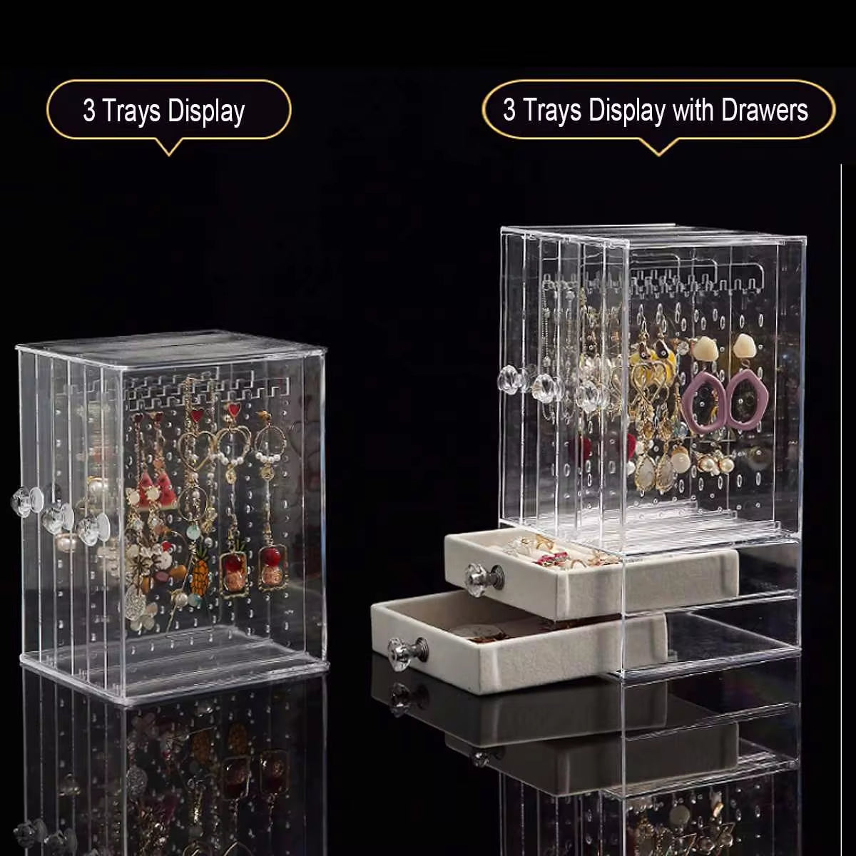 Transparent Jewelry Storage Box with Drawer – Elegant Organizer for Accessories