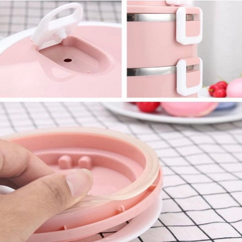 Stainless Steel Layered Lunch Box – Portable & Durable Food Storage