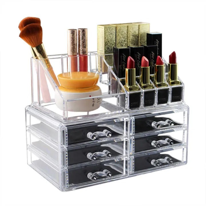 6 Drawer Acrylic Makeup Organizer – Transparent Cosmetic Storage Box