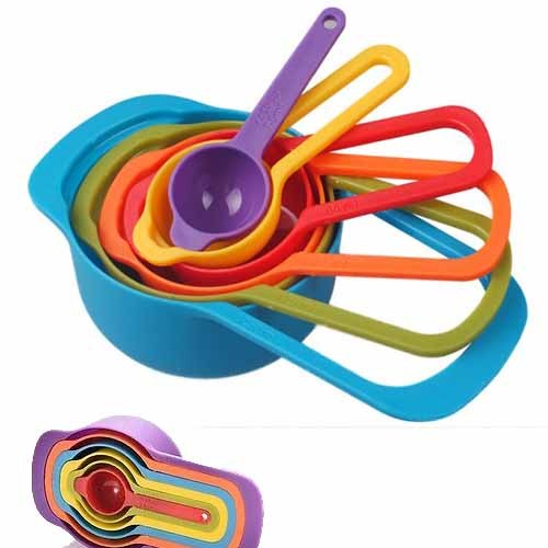 6 Pcs Plastic Measuring Spoon Set – Colorful Kitchen Baking Tools