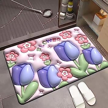 3D Flower Floor Mat – Quick Dry Diatomaceous Earth Bathroom Mat