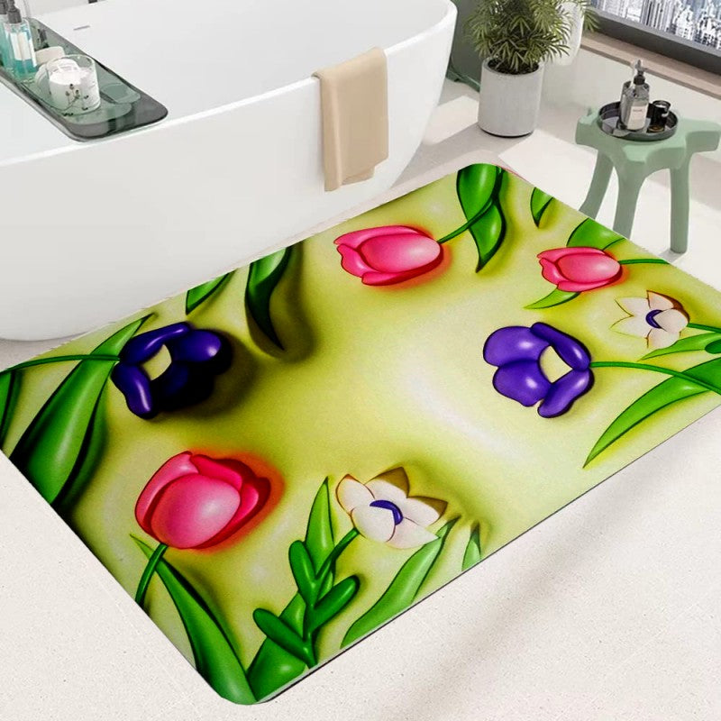 3D Flower Floor Mat – Quick Dry Diatomaceous Earth Bathroom Mat