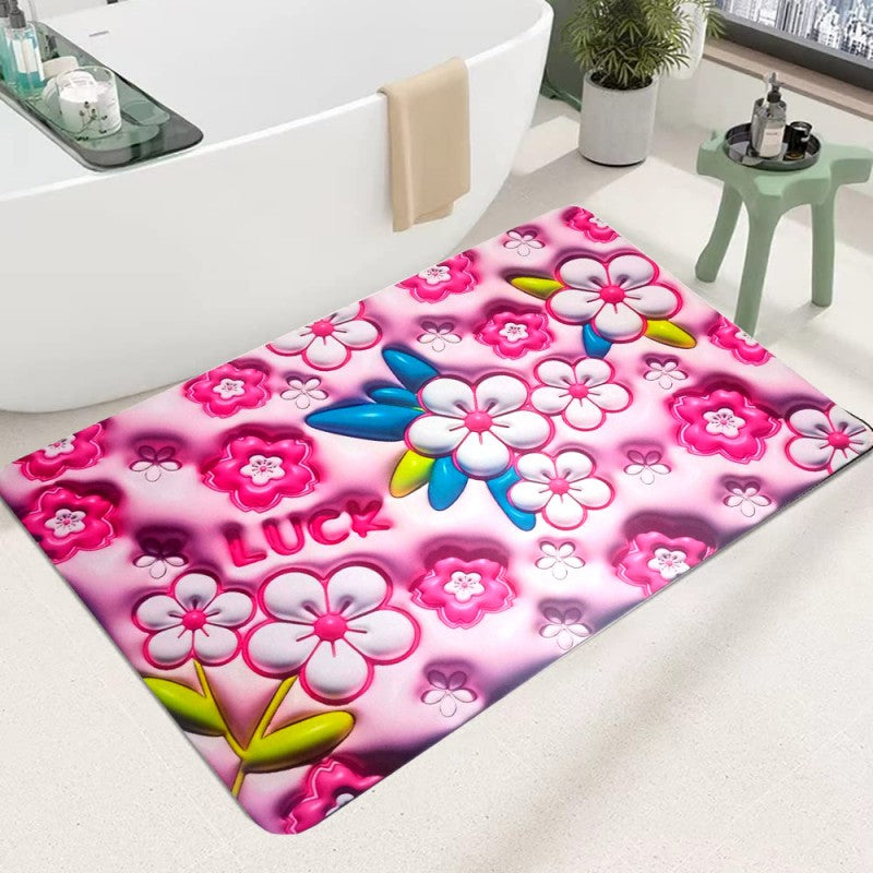 3D Flower Floor Mat – Quick Dry Diatomaceous Earth Bathroom Mat