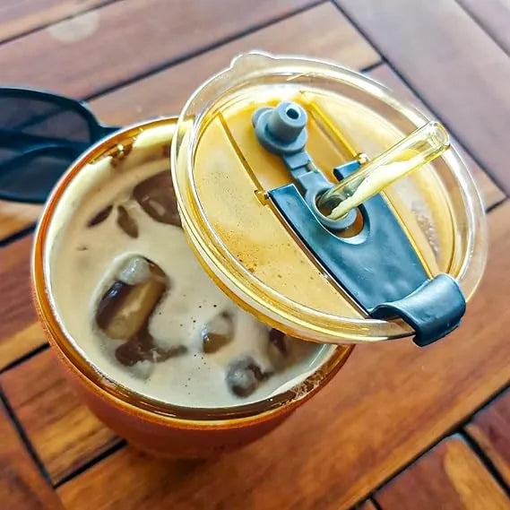 450ml High Quality Coffee Glass Tumbler with Straw – Reusable Drink Cup