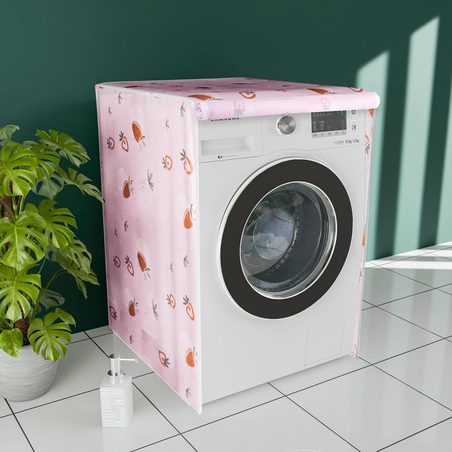Washing Machine Cover – Strawberry Print Waterproof Protector
