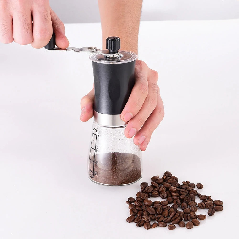 Transparent Hand Crank Coffee Grinder – Portable Manual Coffee Mill for Home & Travel