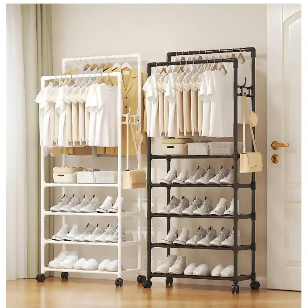 5-Layer Indoor Double Pole Coat Rack – Clothes & Accessories Organizer