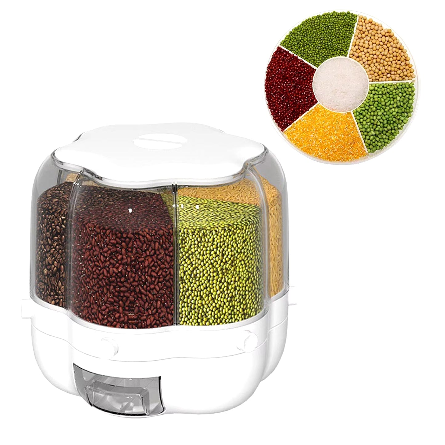 360° Rotating Grain & Cereal Dispenser – Kitchen Storage Organizer