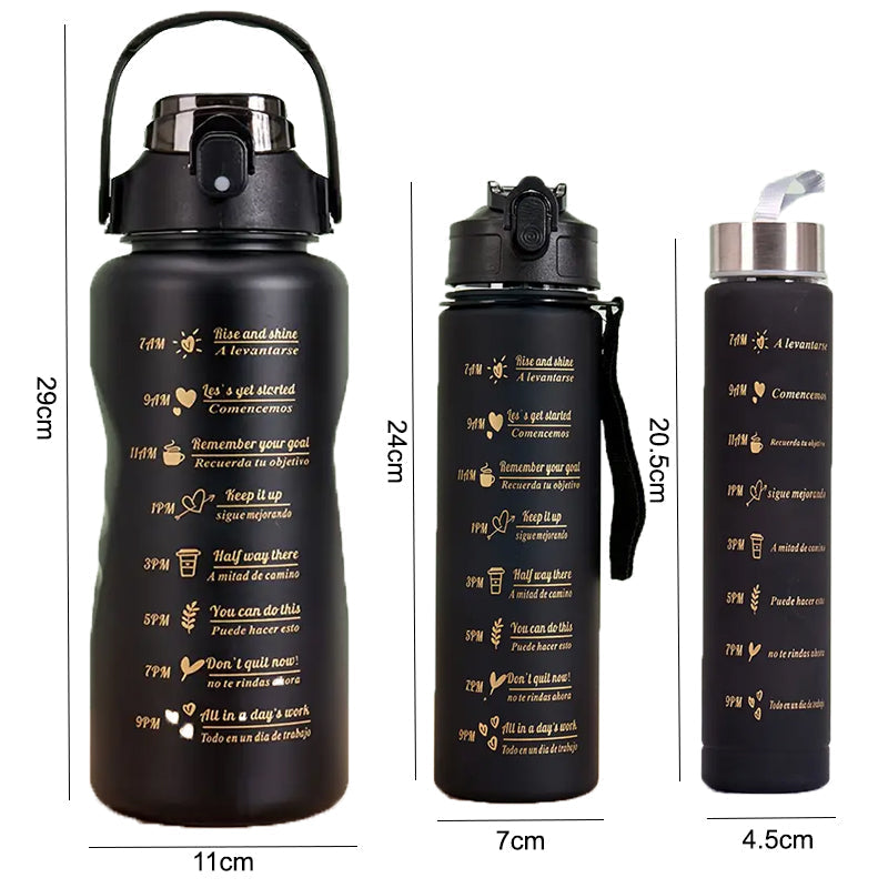3Pcs Multi Color Water Bottle Set with Straw – Portable Drink Bottles