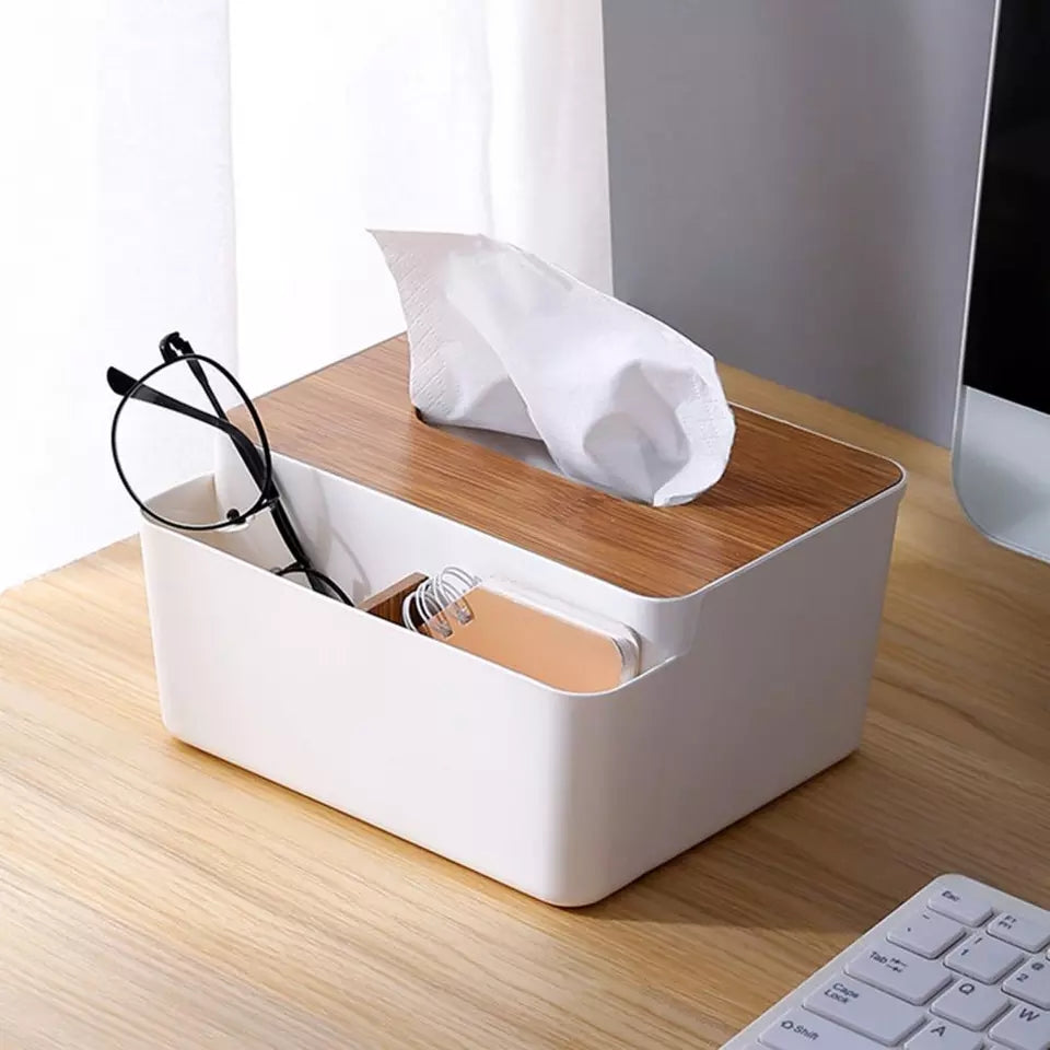 Wooden Top Tissue Box