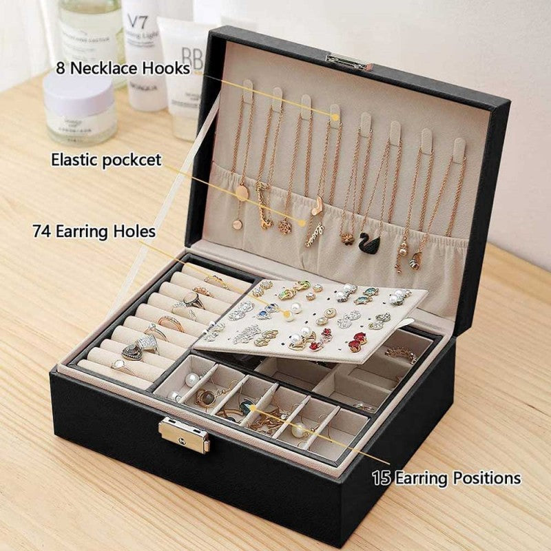 Two‑Layer Jewelry Box | Premium Jewelry Storage Organizer for Women
