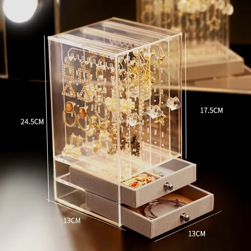 Transparent Jewelry Storage Box with Drawer – Elegant Organizer for Accessories