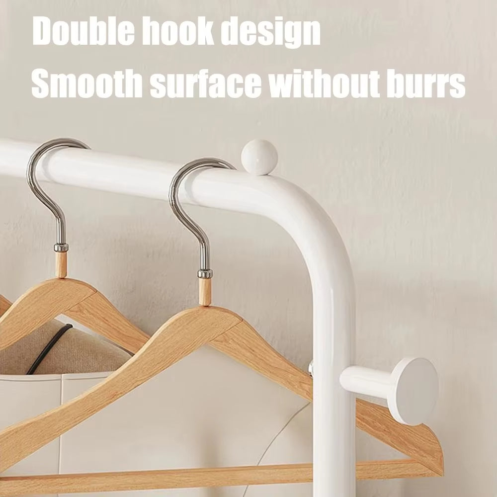 Simple Indoor Double Pole Coat Rack (4l4-Layer Double Pole Coat Rack – Freestanding Clothes Organizerayer)