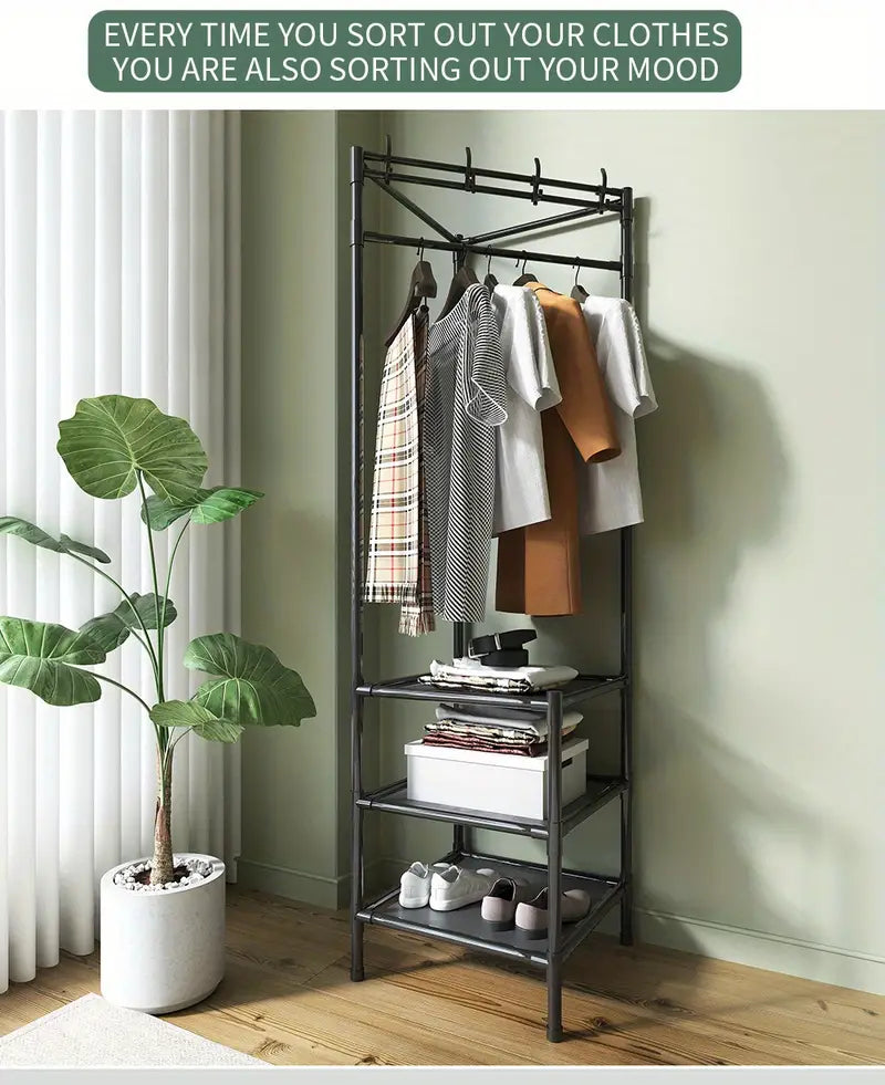3-Layer Corner Clothes Rack – Space-Saving Organizer
