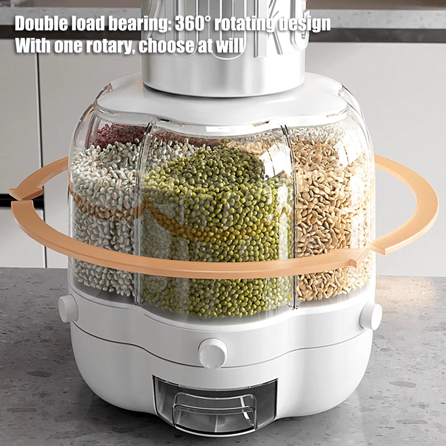 360° Rotating Grain & Cereal Dispenser – Kitchen Storage Organizer