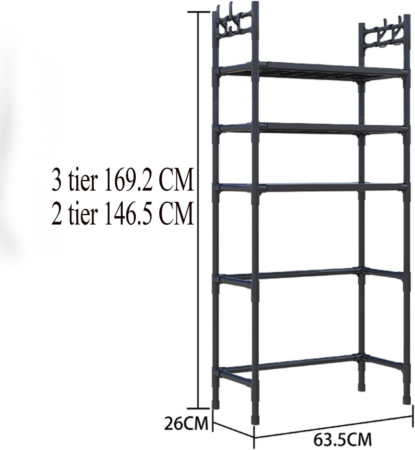 3-Tier Plastic & Carbon Steel Toilet Storage Rack – Bathroom Organizer