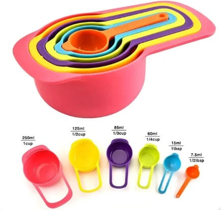 6 Pcs Plastic Measuring Spoon Set – Colorful Kitchen Baking Tools