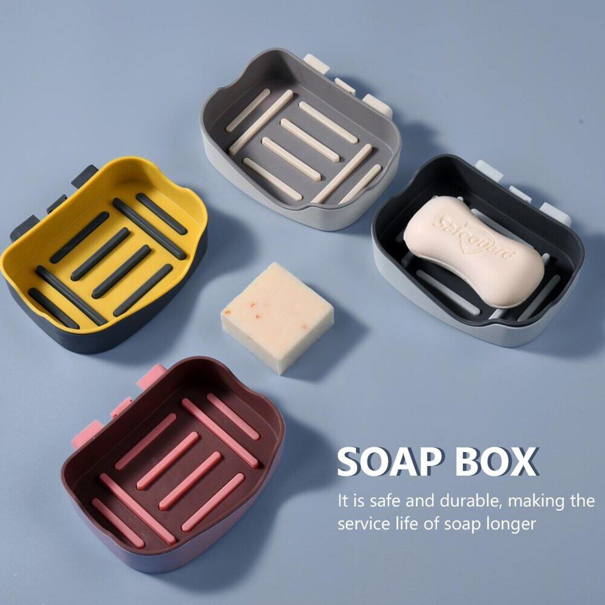 Wall Mounted Double Layer Soap Holder (Pack of 2) | Self-Adhesive Drain Soap Dish