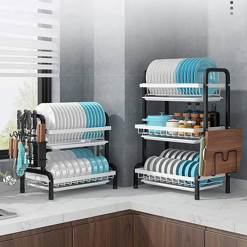 Stainless Steel 3-Tier Dish Rack – Durable Kitchen Organizer