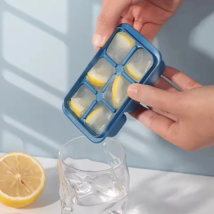 6 Grid Silicone Ice Cube Maker Trays with Lids – Reusable Freezer Molds