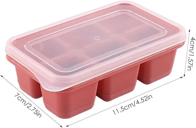 6 Grid Silicone Ice Cube Maker Trays with Lids – Reusable Freezer Molds