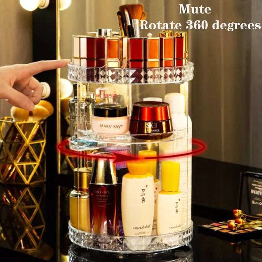 360° Rotating Acrylic Makeup Organizer Stand – Multi-Layer Cosmetic Storage