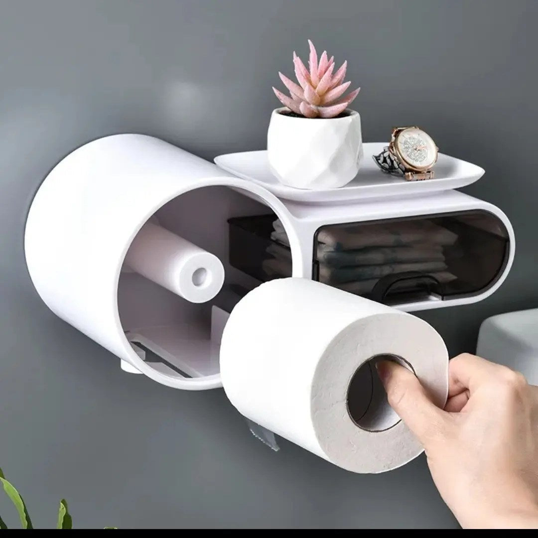 Wall Mounted Tissue Holder And Multipurpose Rack