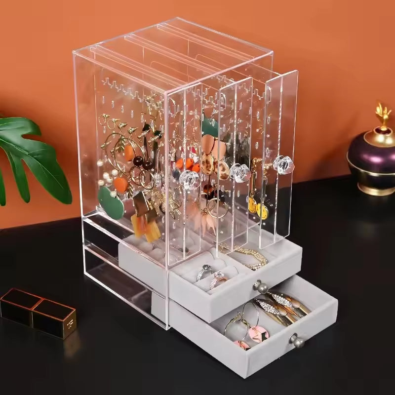 Transparent Jewelry Storage Box with Drawer – Elegant Organizer for Accessories