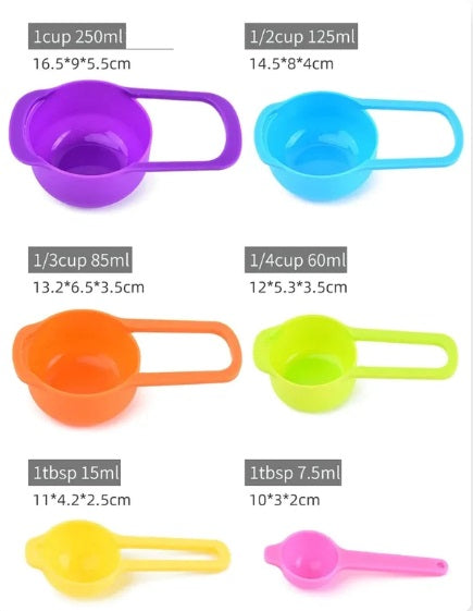 6 Pcs Plastic Measuring Spoon Set – Colorful Kitchen Baking Tools
