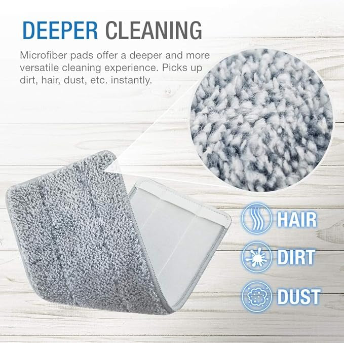 Washable Durable Replacement Microfiber Pads – Reusable Mop Cleaning Pads