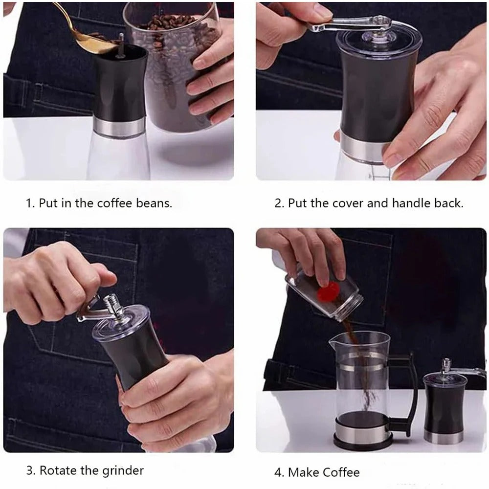 Transparent Hand Crank Coffee Grinder – Portable Manual Coffee Mill for Home & Travel