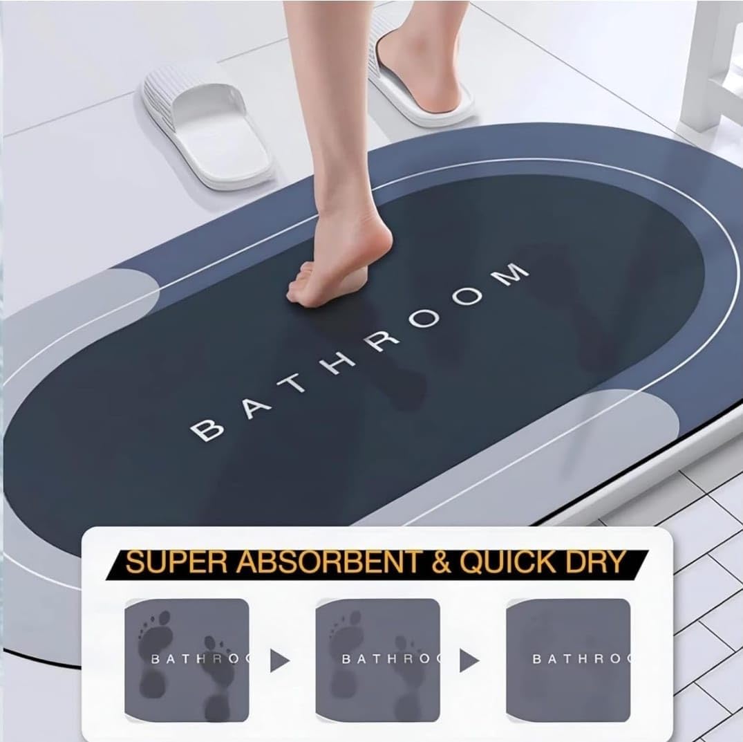 2PC Anti‑Slip Bathroom Mat – Fast‑Drying, Water‑Absorbent Floor Mat (Large 2.25 x 1.5 ft)