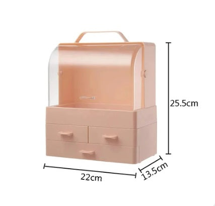Single Door Cosmetic Organizer – Modern Storage Box with Lid & Compartments
