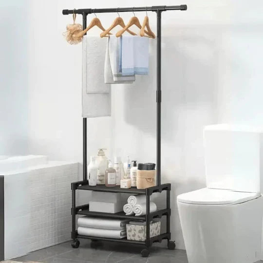 3-Layer Attachable Clothes Organizer with WheelsClothes Dryer Stand