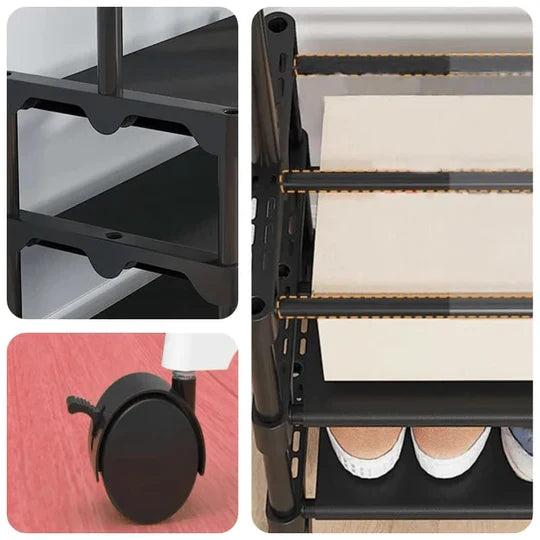 3-Layer Attachable Clothes Organizer with WheelsClothes Dryer Stand