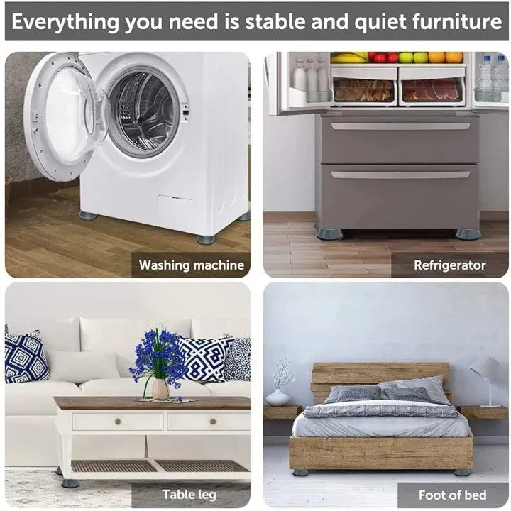 4Pcs Washing Machine Floor Mat – Anti-Vibration & Floor Protectors