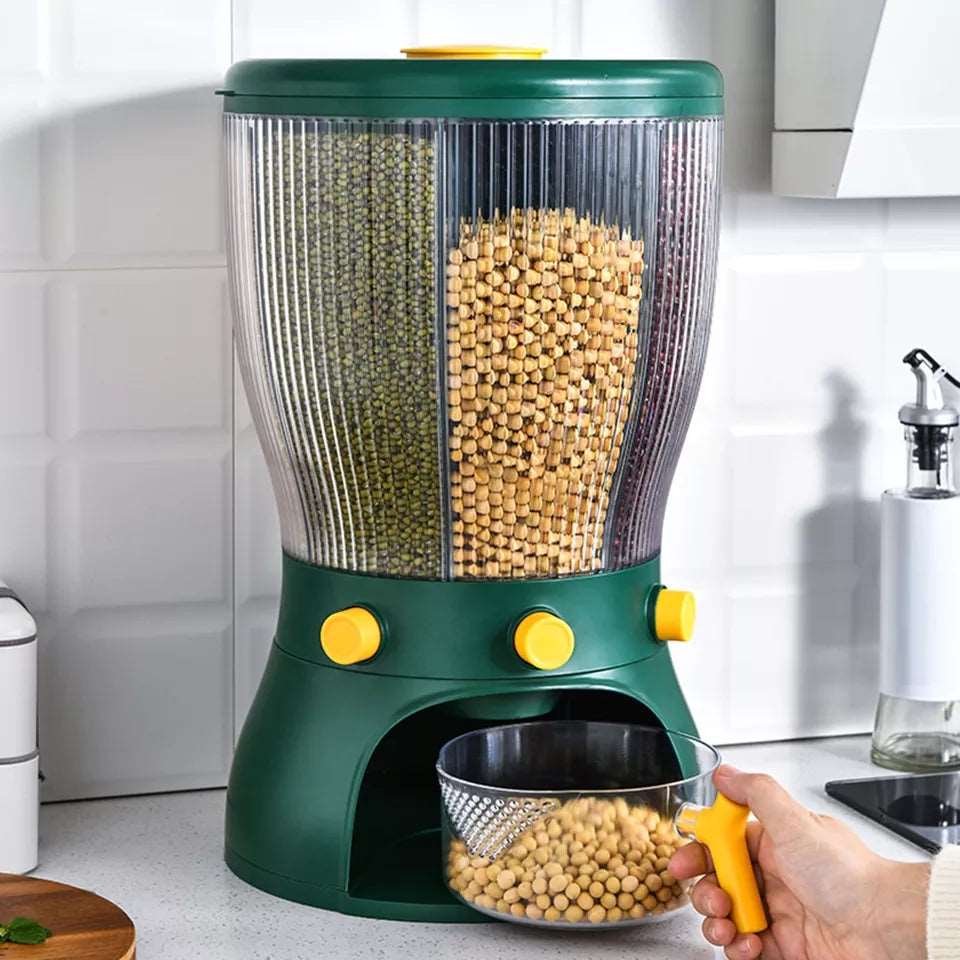4 Part Rotating Cereal Dispenser | Multi‑Grain Kitchen Storage Organizer