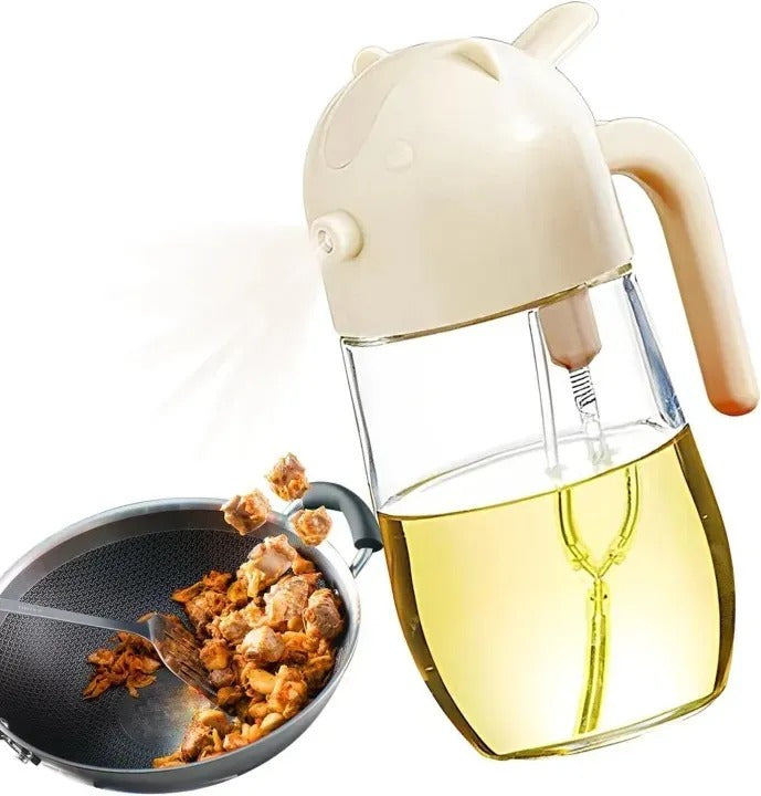 2 in 1 Glass Oil Sprayer and Dispenser – Kitchen Bottle for Cooking & Salads