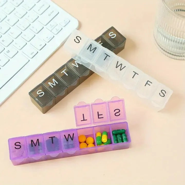 Weekly Organizer Box – Compact 7-Day Travel & Daily Essentials Case