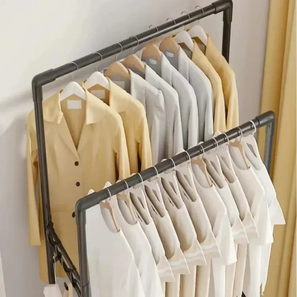 5-Layer Indoor Double Pole Coat Rack – Clothes & Accessories Organizer