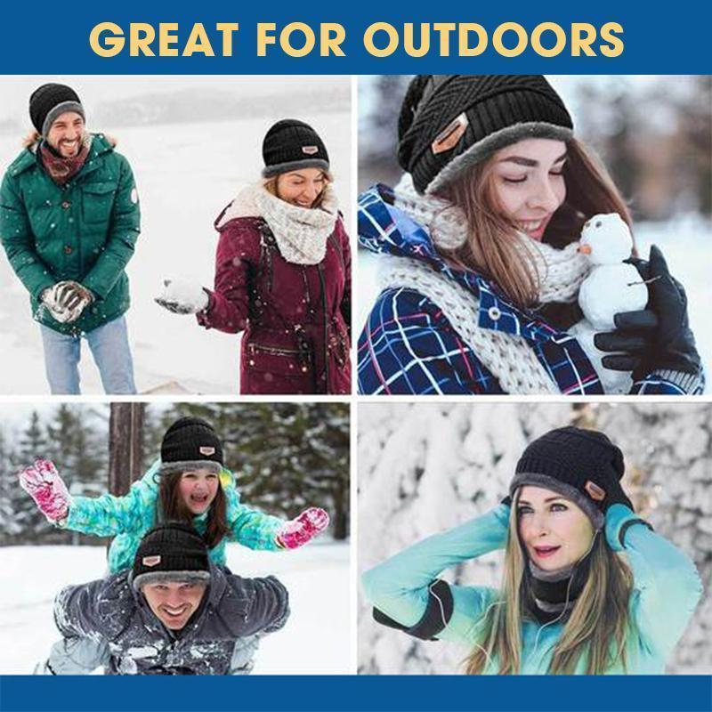 Winter Cap – Winter Knitted Beanie Hat & Neck Warmer Set – Unisex Thermal Fleece-Lined Cap for Cold Weather