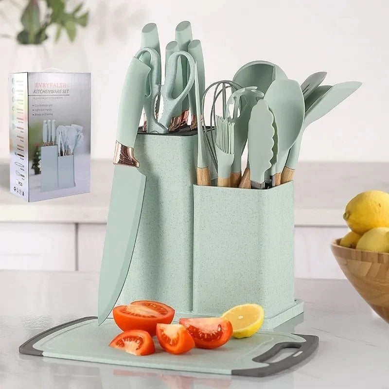 19 Pcs Kitchen Utensils With Knife Set
